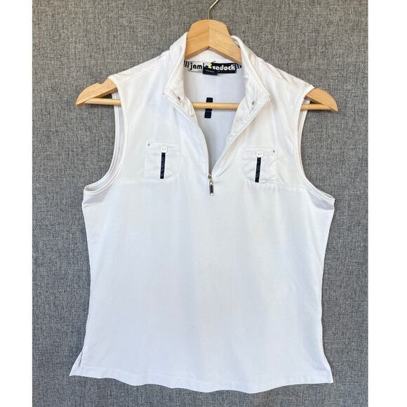 Jamie Sadock White Sleeveless Collared Golf Top - Women's Size Small - Picture 2 of 10